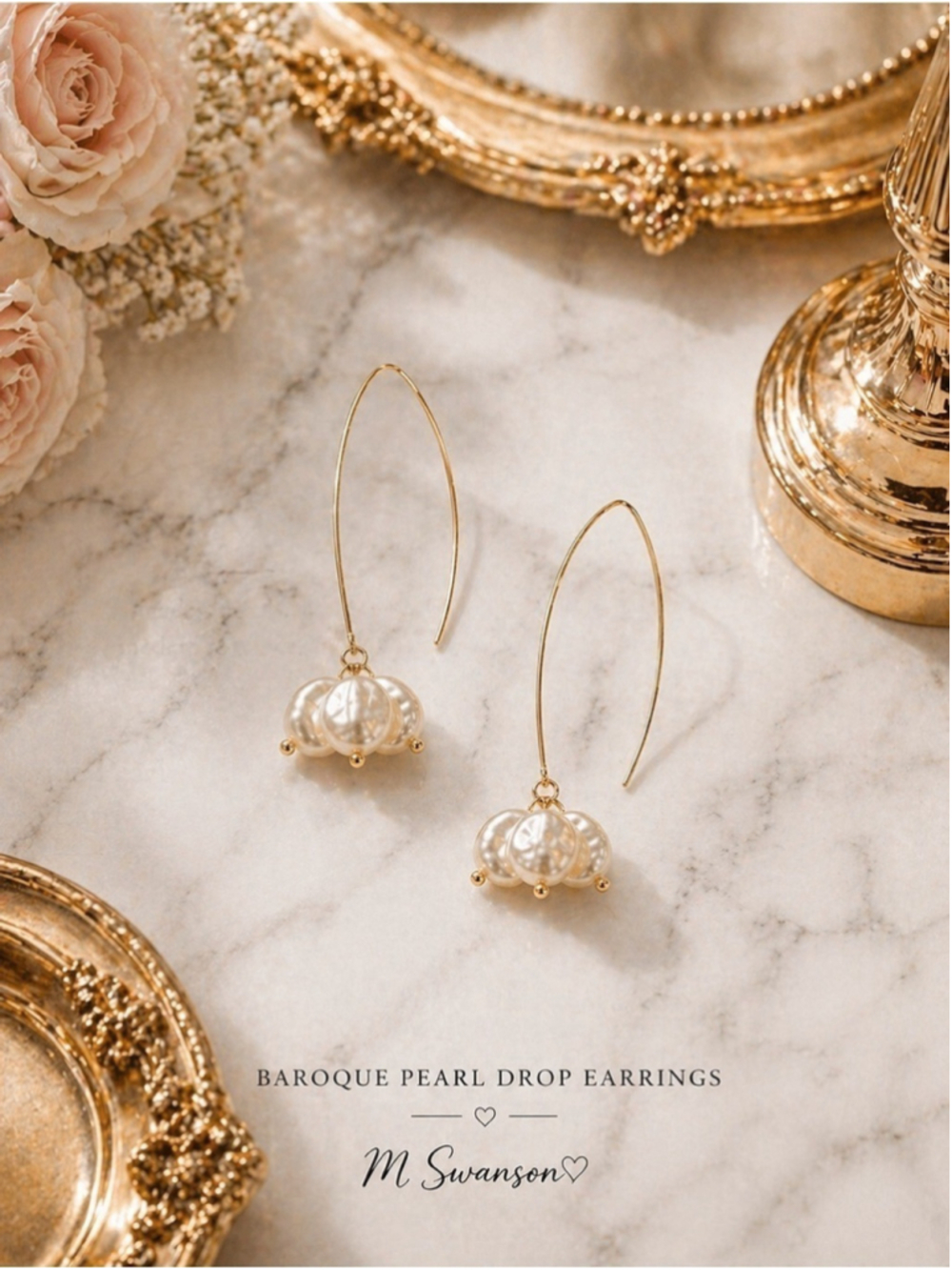 NEW Anthropologie Baroque Pearl Drop Earrings Gold Wire NEW